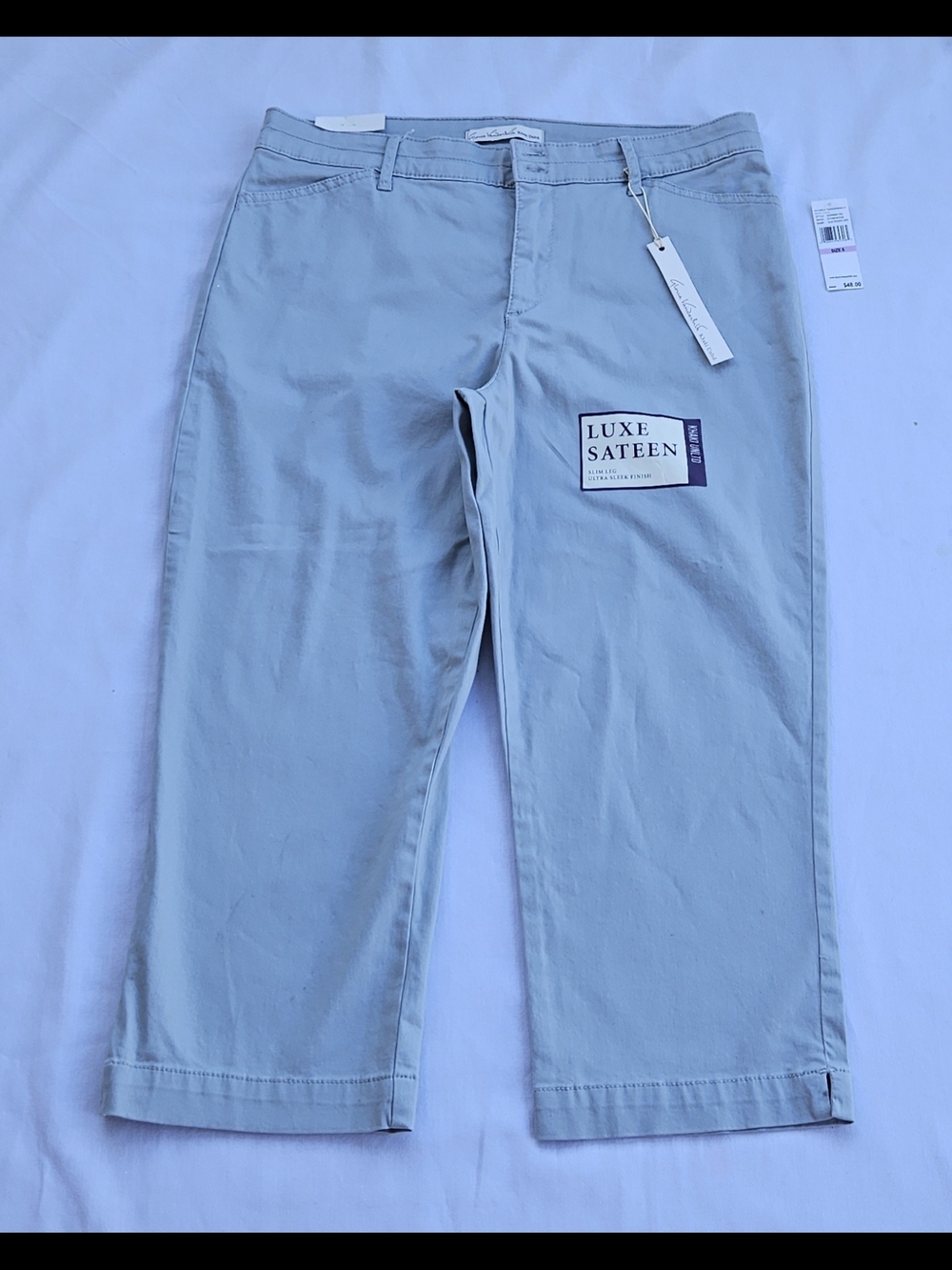 Gloria Vanderbilt Cropped Pants Size 6 Light Blue Luxe Sateen Slim Leg NWT